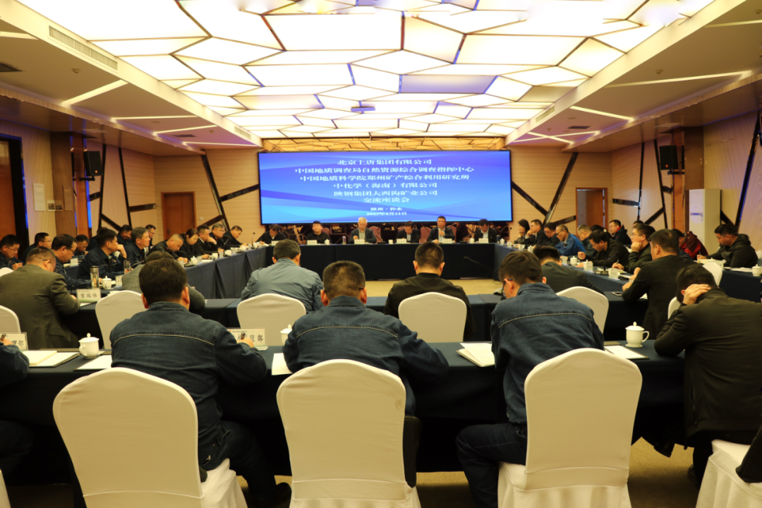 杨海峰与调研陕钢集团大西沟矿业公司的中国地质调查局、北京上唐集团等单位专家团队座谈