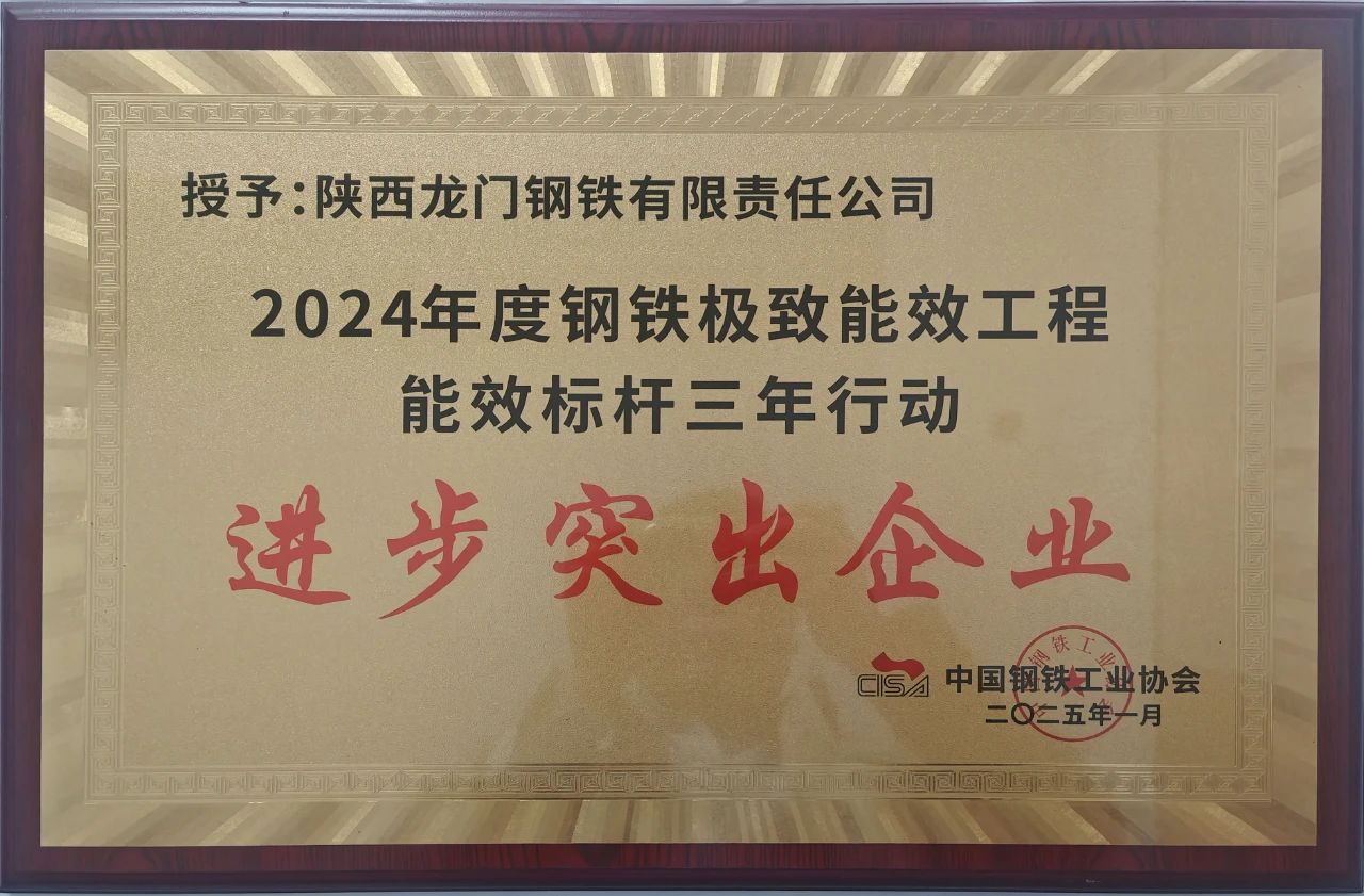 喜讯！龙钢公司荣获2024年度钢铁极致能效工程能效 标杆三年行动“进步突出企业”