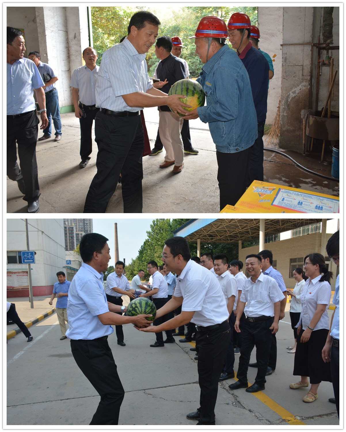 陕西省总工会副主席丁立虎一行到韩城钢铁公司“送清凉”